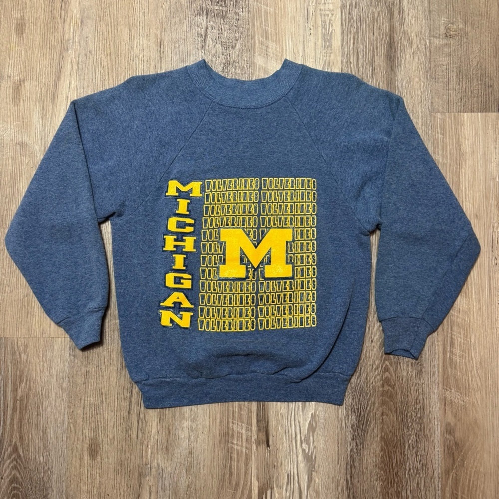 Vintage women’s Michigan Wolverines college ncaa crewneck sweatshirt blue XS - Picture 5 of 5